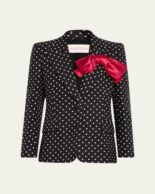 Polka Dot Blazer With Bow